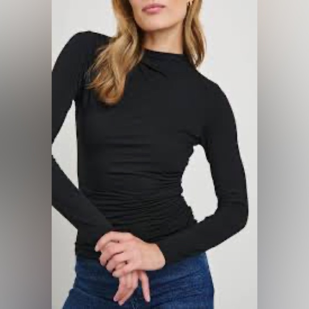 Rails - Joelle top - Black Long-Sleeve Mock Neck Top - size XS
